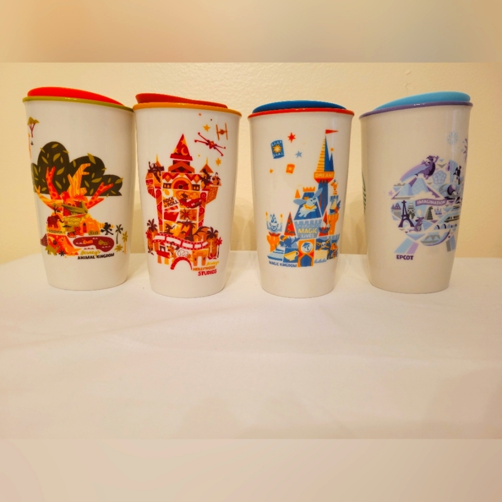 Disney Starbucks Cermic Travel Mugs (set of 4)